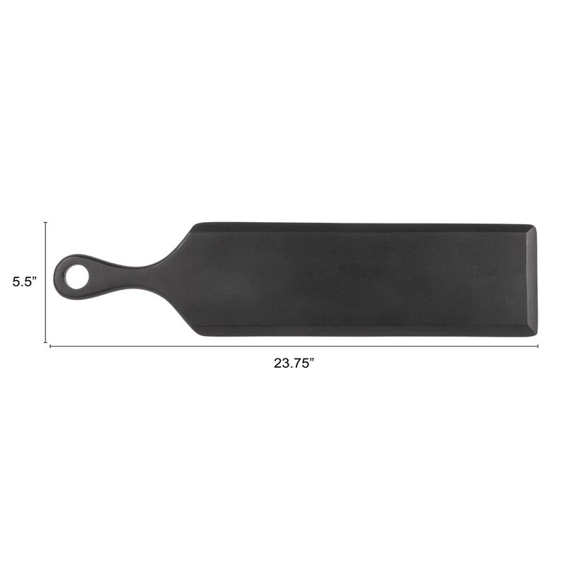 Mango Wood Cheese and Cutting Board with Round Opening on Handle, Black image number 1
