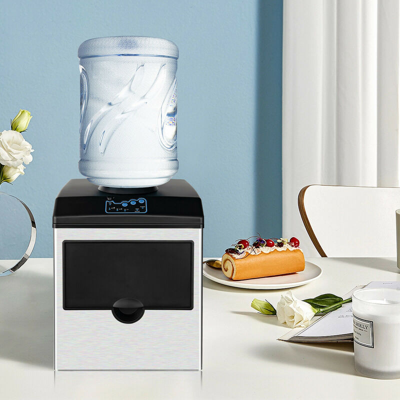 2-in-1 Countertop Ice Maker with Built-In Water Dispenser for Home or Office Use