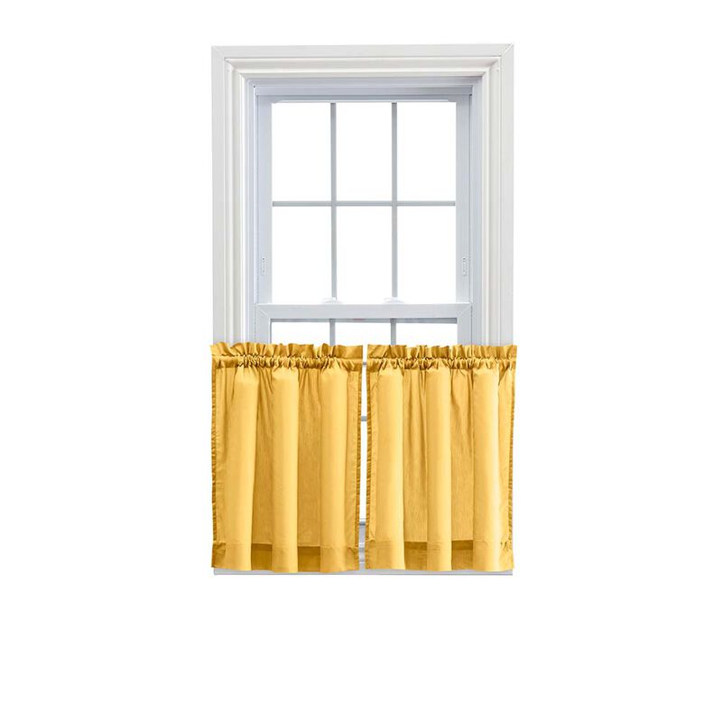 Ellis Stacey 1.5" Rod Pocket High Quality Fabric Solid Color Window Tailored Tier Pair 56"x24" Yellow
