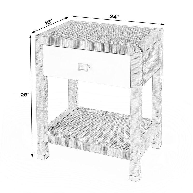 Butler Specialty Corfu 1 Drawer Natural Rattan Nightstand, Natural and White image number 7