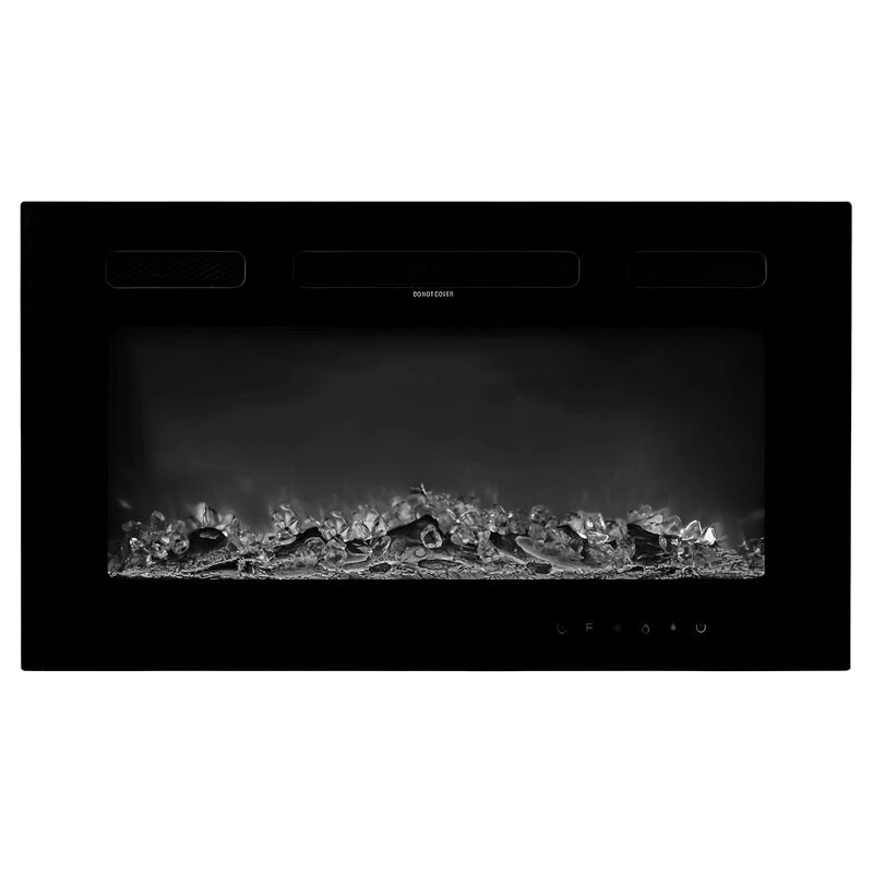 1500W Recessed Wall Electric Fireplace with Touch Control, Remote & Timer-Black image number 0