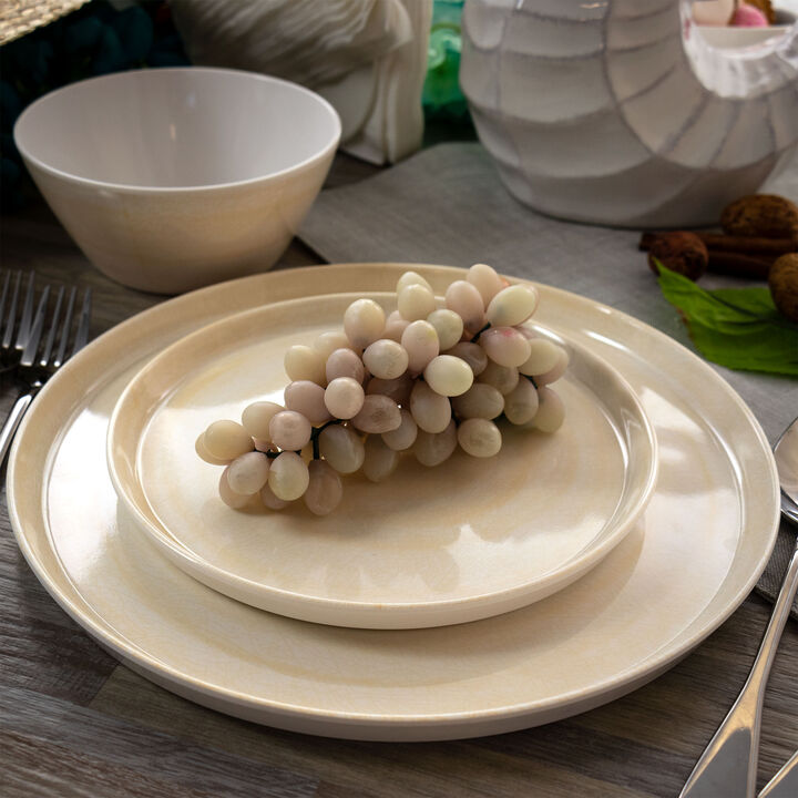 Elama Crafted Clay 12 Piece Lightweight Melamine Dinnerware Set in Cream