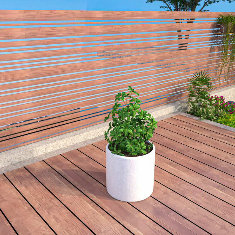 LeisureMod Tundra Series Poly Stone cylindrical Shape Planter High