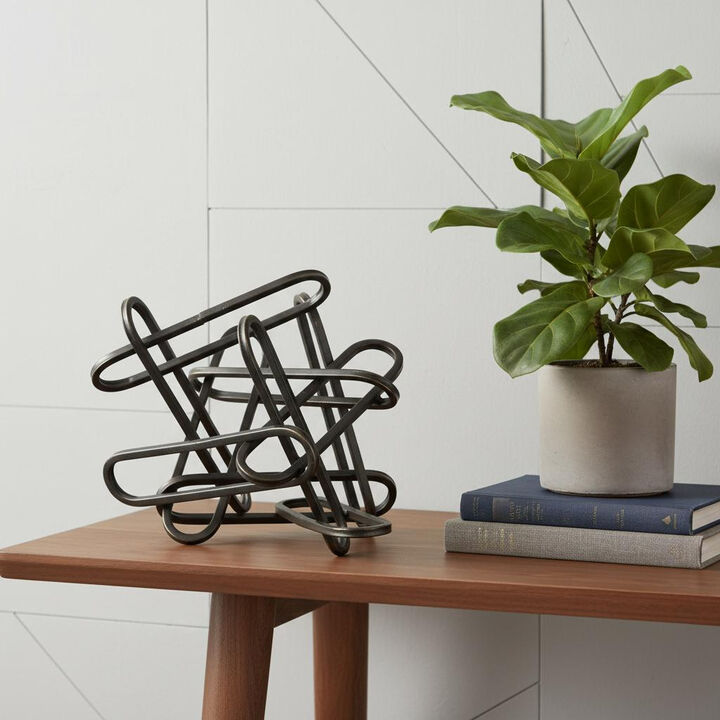 HomeRoots 8" Black Metal Abstract Tabletop Sculpture