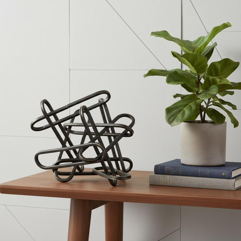 HomeRoots 8" Black Metal Abstract Tabletop Sculpture image number 1