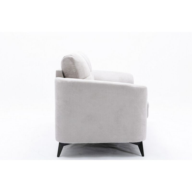 Odin 60 Inch Modern Loveseat, Tufted Cushions, Light Gray Velvet Upholstery-Benzara