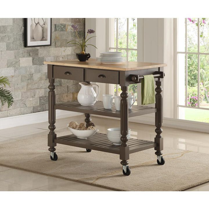 I Home Furnishings Payson Taupe Kitchen Cart