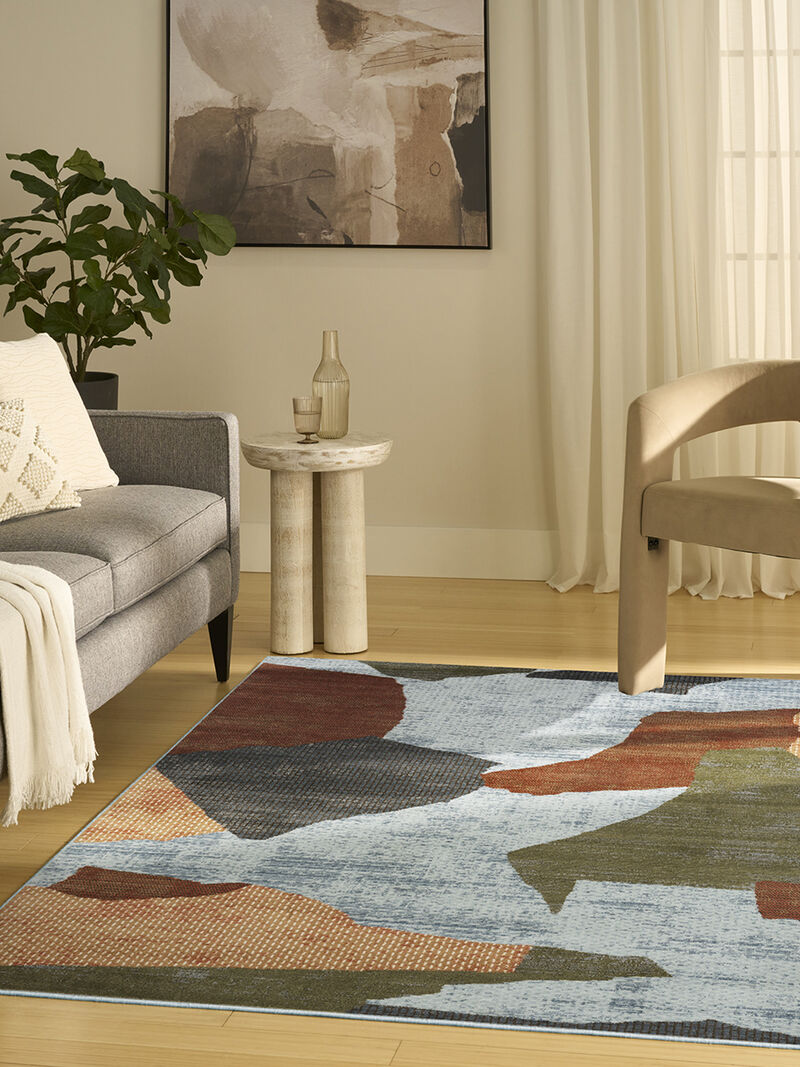 Nordic NRC18 Turquoise/Multicolor 5' x 7' Rug