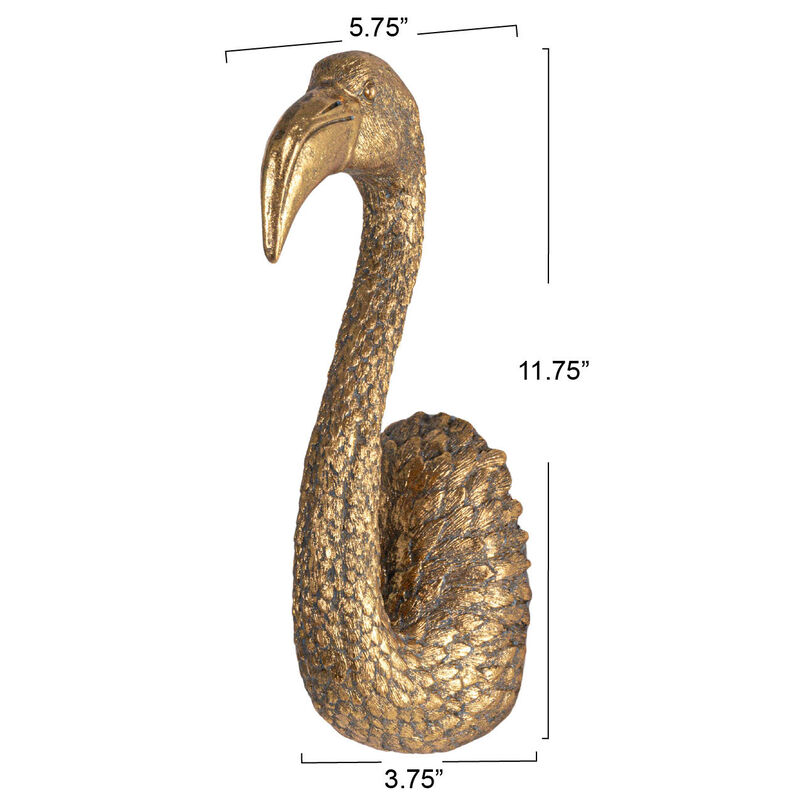 Decorative Resin Bird Bust Wall Decor, Gold image number 2