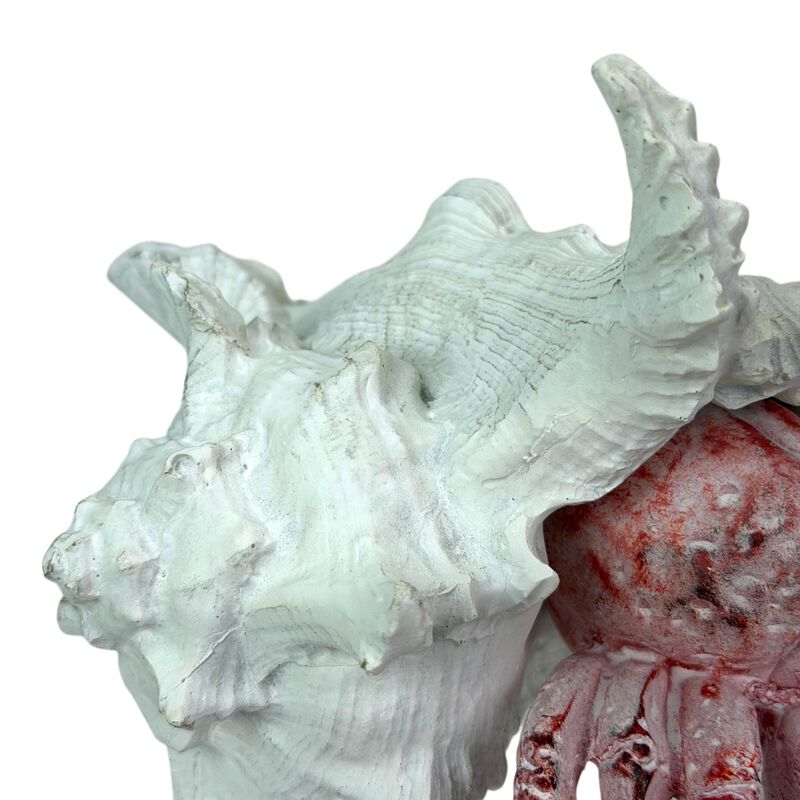 Resin Hermit Crab Statue Red Whitewashed Shell Coastal Figurine 525 In image number 4