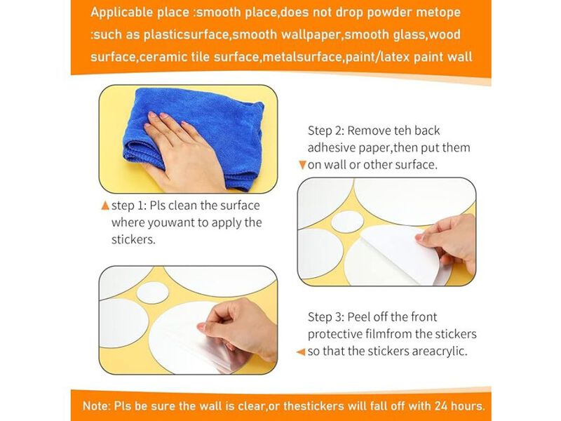 32 Silver Acrylic Mirror Stickers – Removable Round Wall Decals