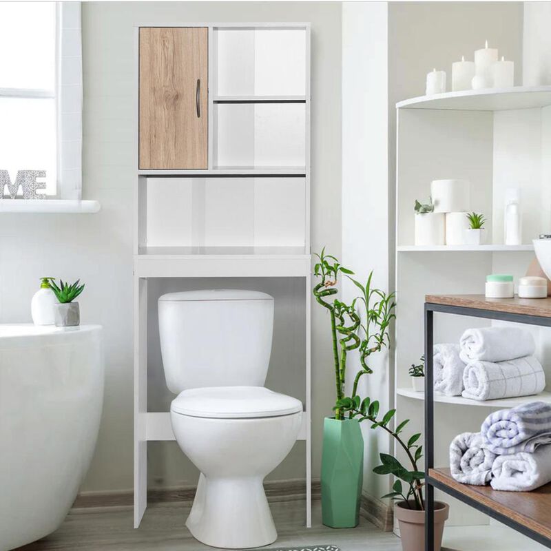 Better Home Products Ace Over-the-Toilet Storage Organizer in Natural Oak & Dark Gray