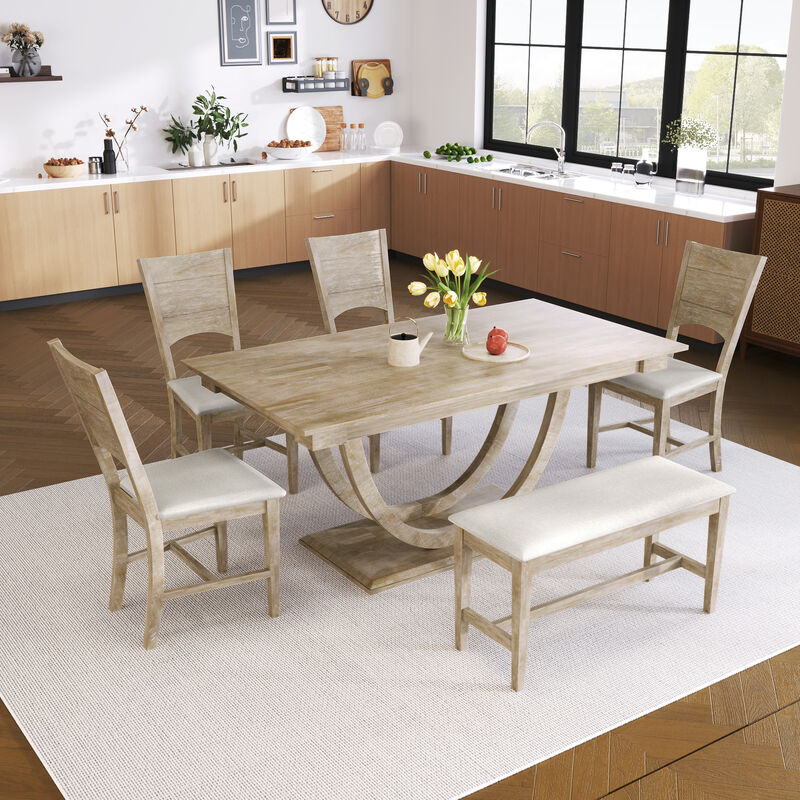 Merax 6-Piece Wood Half Round Dining Table Set