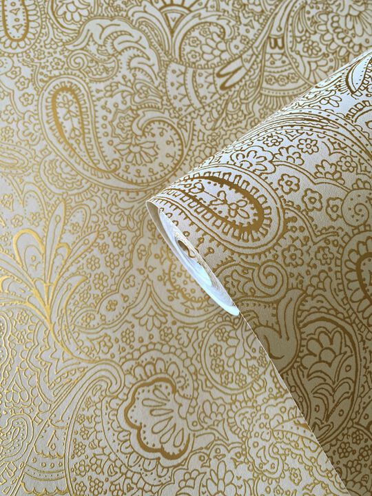 Elegance Paisley Trellis Gold Wallpaper 11301