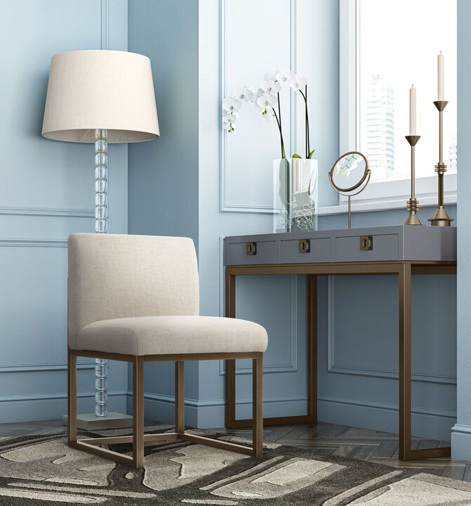 Casafoyer Haute Beige Linen Chair in Brass