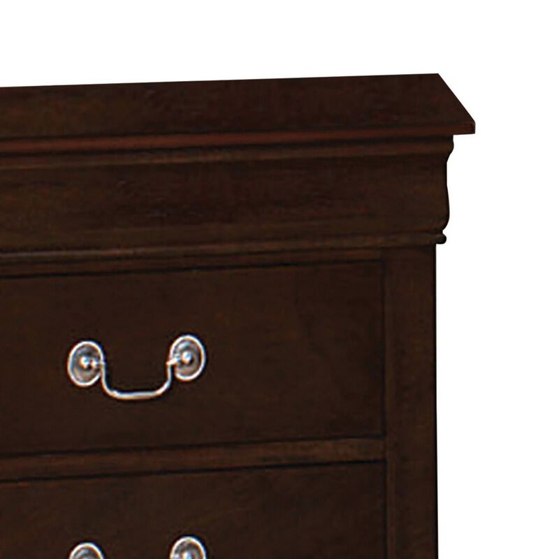 Nim 24 Inch 2 Drawer Nightstand, Classic Bail Handles, Cappuccino Brown - Benzara