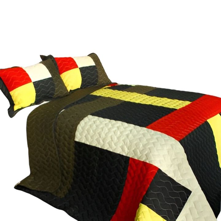 3 Piece Vermicelli Quilted Patchwork Quilt Set Time and Tide Collection