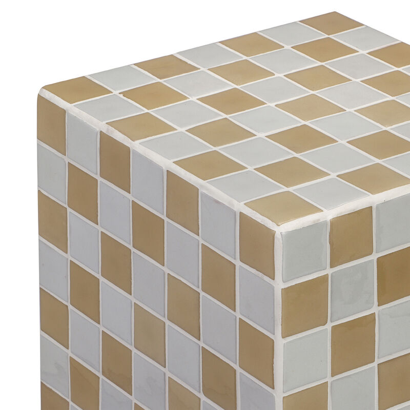 Callista Modern Bohemian Ceramic Tiled Rectangle End Table