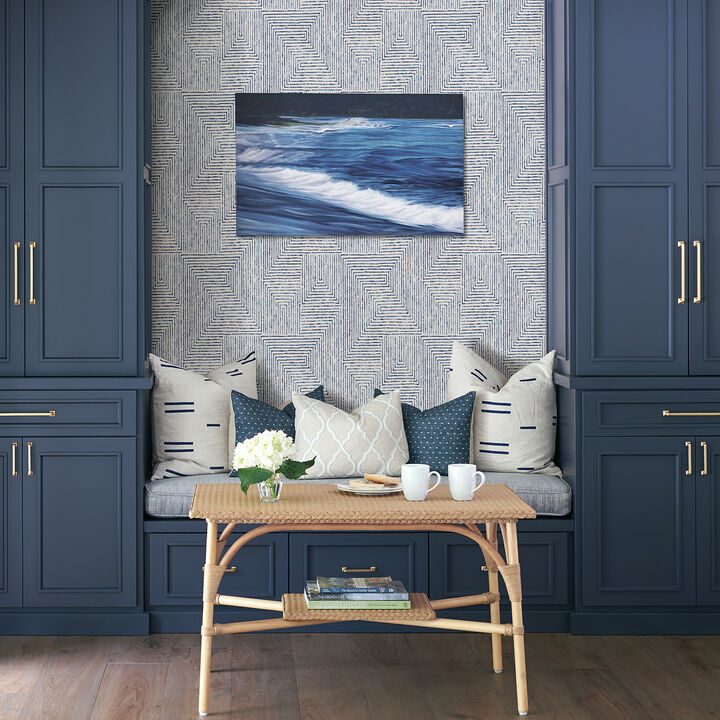 Merritt Indigo Geometric Wallpaper