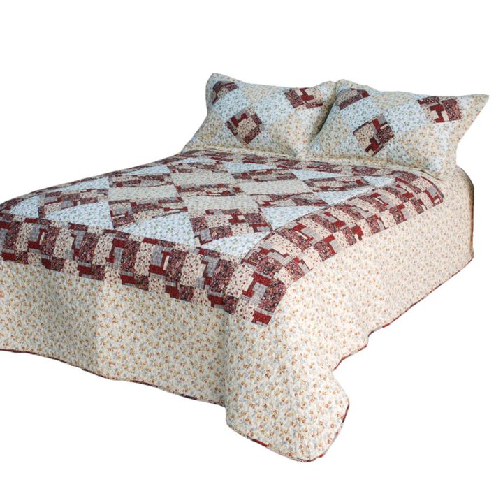 Fantasy Flowers 2 Piece Cotton Floral Quilt Set Soft Quilted Twin Bedding