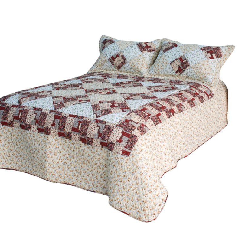 Fantasy Flowers 2 Piece Cotton Floral Quilt Set Soft Quilted Twin Bedding image number 1