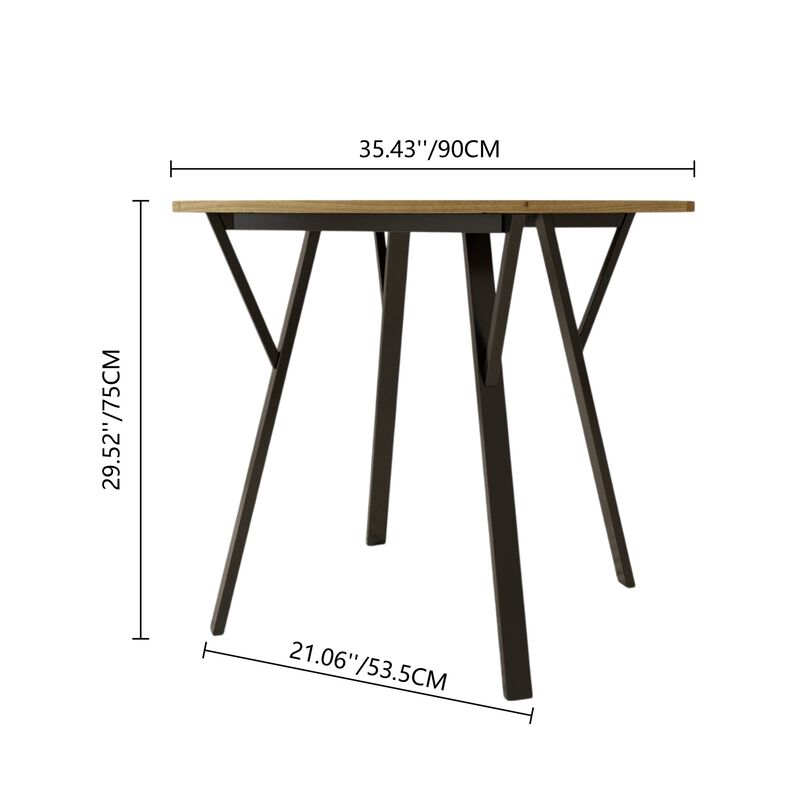 Tufwon 35.43" Round Industrial Dining Table image number 9