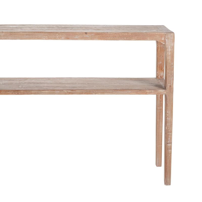 Tuley Sofa Console Table, Storage Shelf, Pine Wood, Gray, 48 Inch