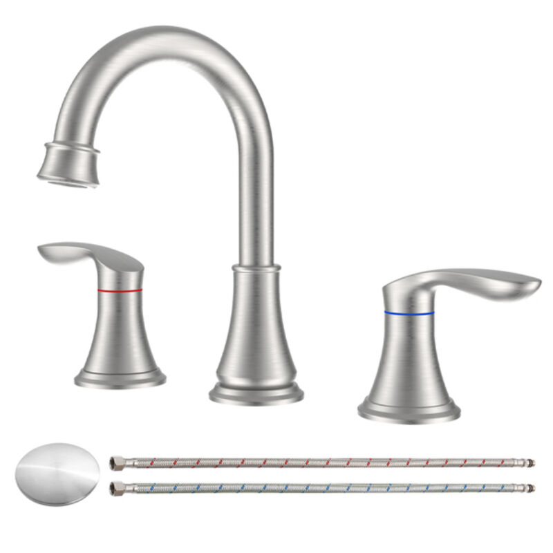 2-Handle Widespread Bathroom Sink Faucet with High-Arc Spout for Modern & Classic Vanities