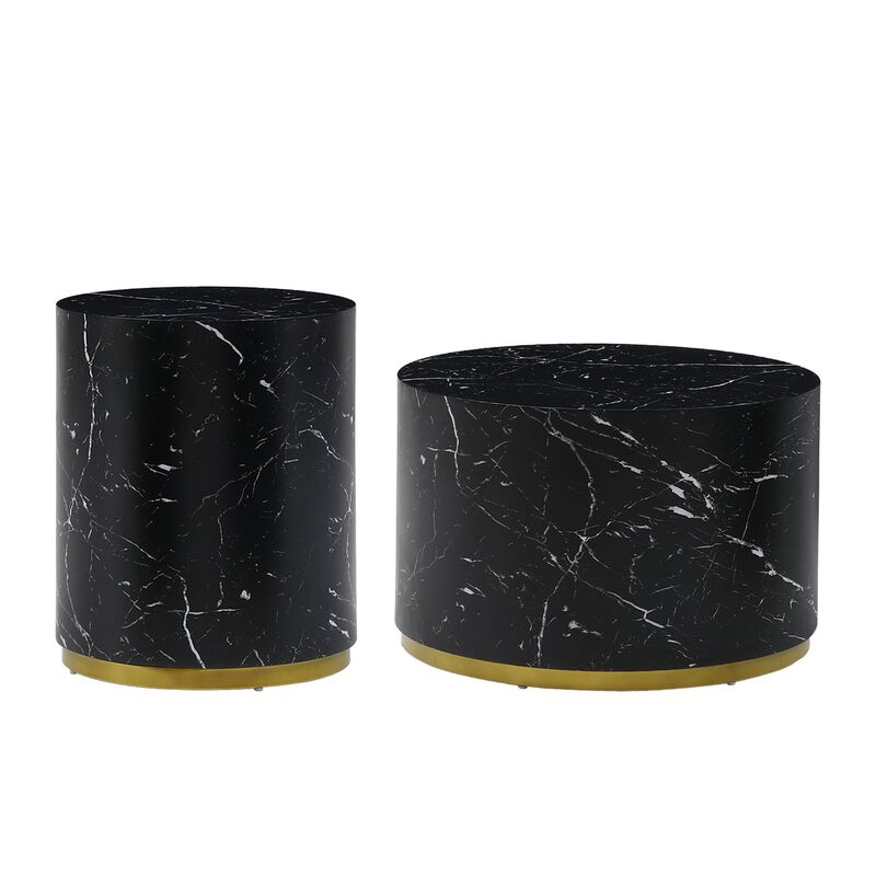 Marble Pattern Cocktail Table with Gold Metal Base - Stylish and Sturdy Furniture for Elegant Spaces