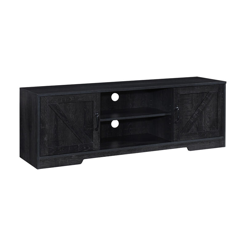 59 in. Farmhouse TV Stand For TVs Up To 65" with 2 Storage Cabinets, Wood Barn Door Media Television Console Table With Storage, Modern Entertainment Center For Living Room image number 2