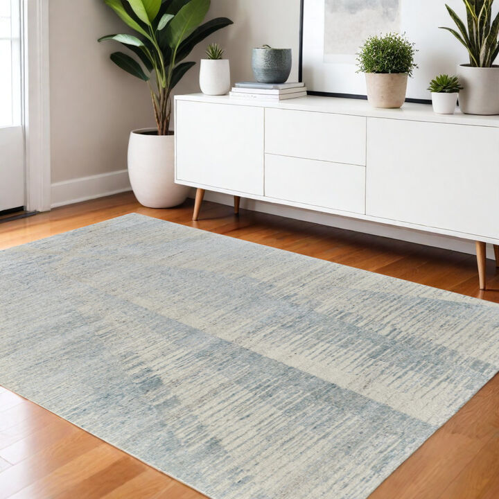 Abstract Hand Knotted Worn Faded Area Rug