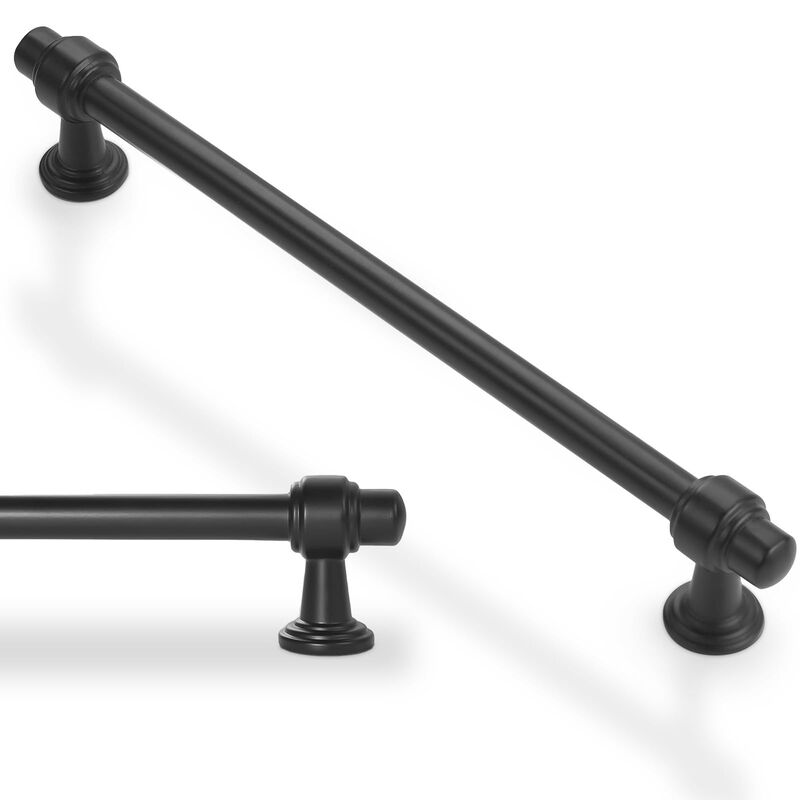 BUKOBYHE 10 Pack 7-1/2 Inch Kitchen Cabinet Handles Matte Black Cabinet Pulls Zinc Alloy Drawer Pulls Solid Kitchen Hardware