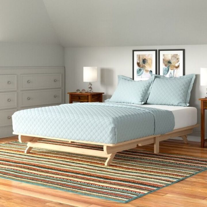 QuikFurn Farmhouse Full Size Solid Wood Platform Bed Made in USA