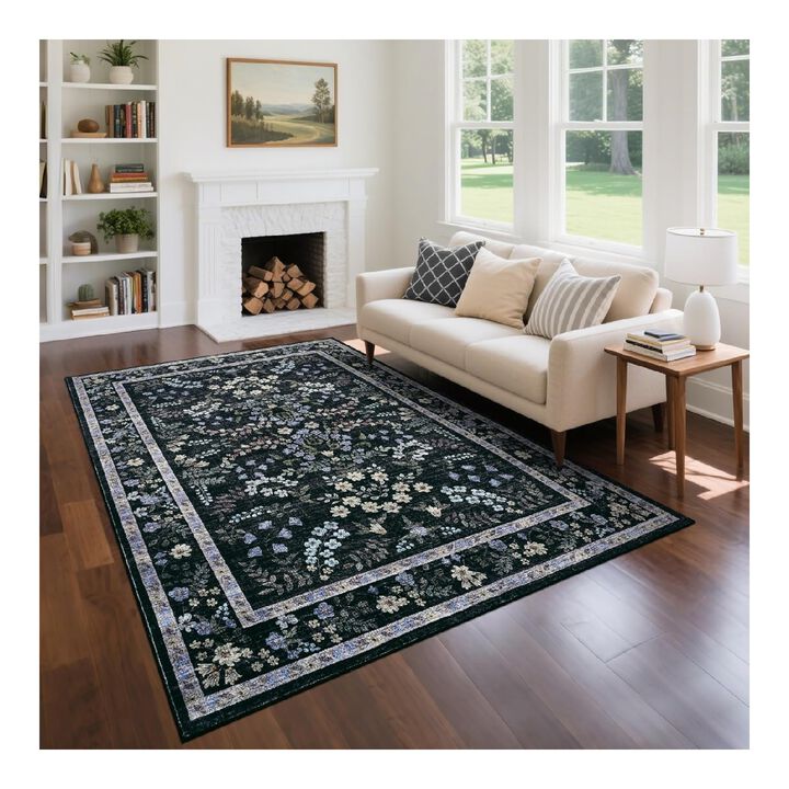 Large Modern Area Rugs 5x7 FT Washable Modern Floral Rugs Foldable Indoor Mats Stain Resistant Easy Cleaning Floor Cover for Living Room Nursery Office