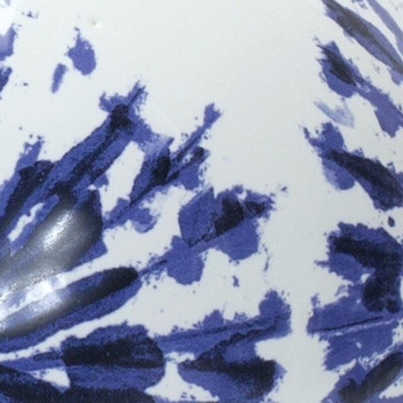 HomeRoots 11" White And Blue Geometric Medallion Ceramic Urn Vase image number 2