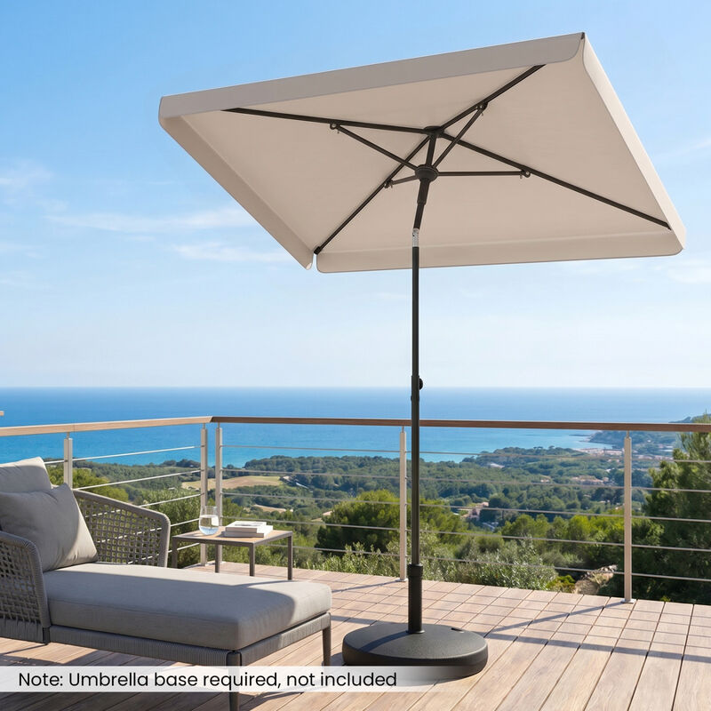 Compact 6.5 x 4.3 Ft Outdoor Balcony Umbrella Rectangular with Adjustable Tilt Button image number 6