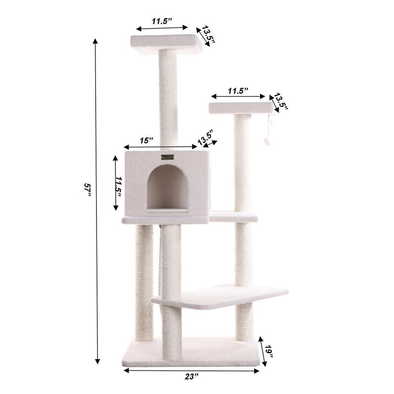 Armarkat Ivory 57 High Real Wood Cat Tree, Fleece Covered Cat Climber
