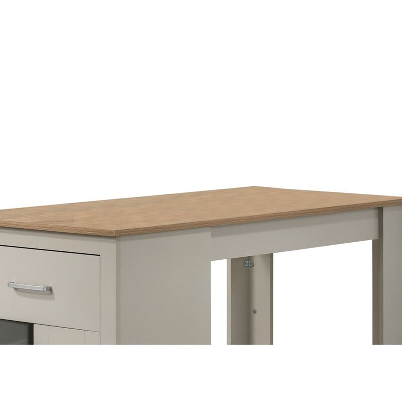 Alonzo Light Gray Small Space Counter Height Dining Table with Cabinet, Drawer, and 2 Ergonomic Counter Stools