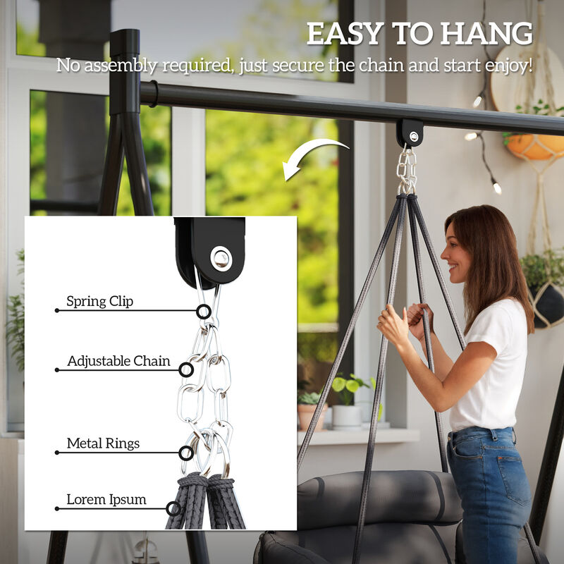 Hivvago Macrame Hammock Swing Chair with Cushion & Stand image number 5