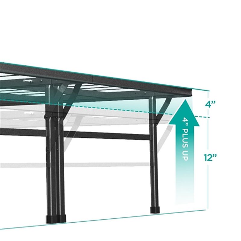 High Rise Metal Platform Bed Frame &ndash; Sturdy Steel Structure with Ample Under Bed Storage Space For Bedroom image number 3