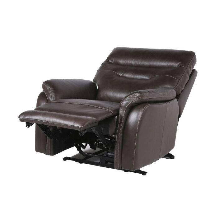 Contemporary Top-Grain Leather Recliner Set - Power Footrest, Power Headrest - Control Panel, USB Port, Home Button