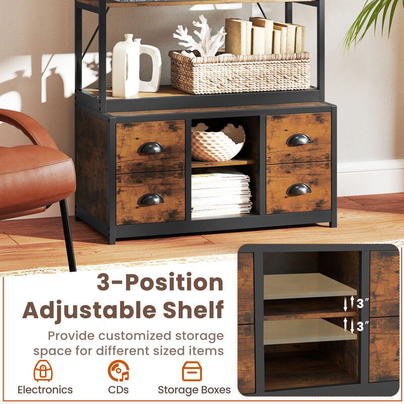8-Tier Bookshelf with Fabric Drawers and Sturdy Metal Frame – Organizer for Living Room