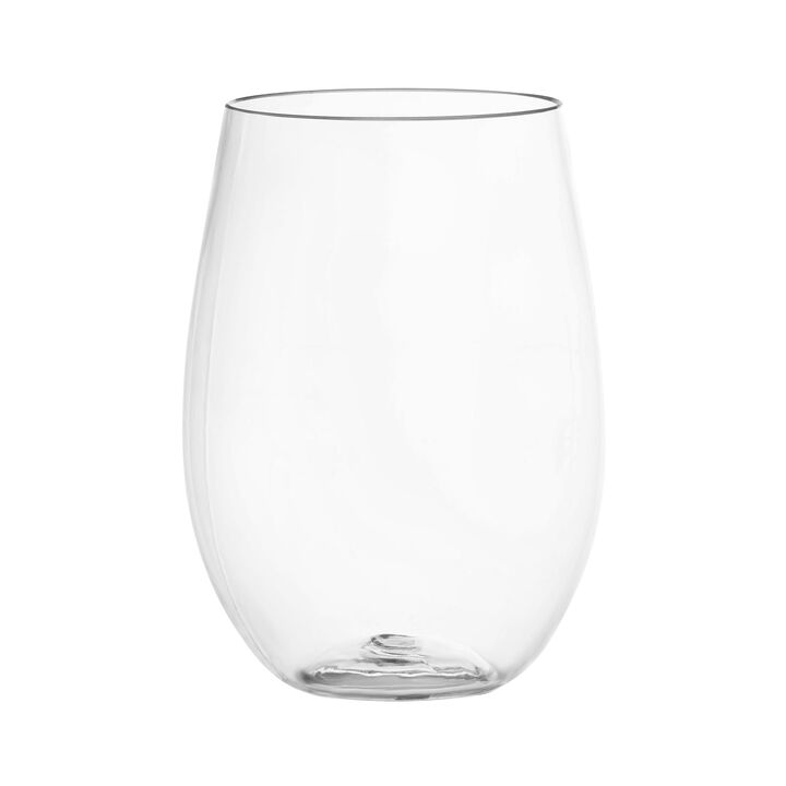 16 oz. Clear Elegant Stemless Plastic Wine Glasses (64 Glasses)