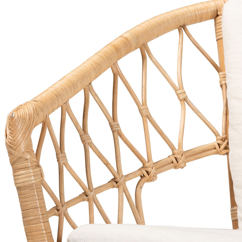 Bali & Pari Feya Modern Bohemian Natural Brown Antique Rattan Armchair