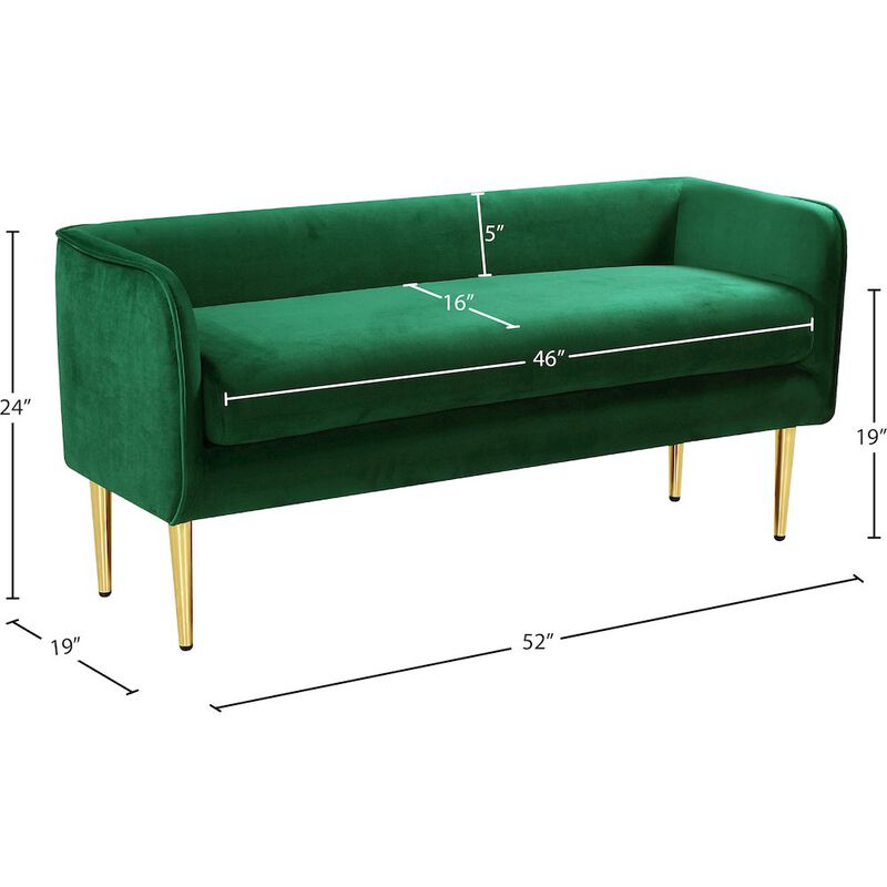 Meridian Furniture Audrey Green Velvet Bench