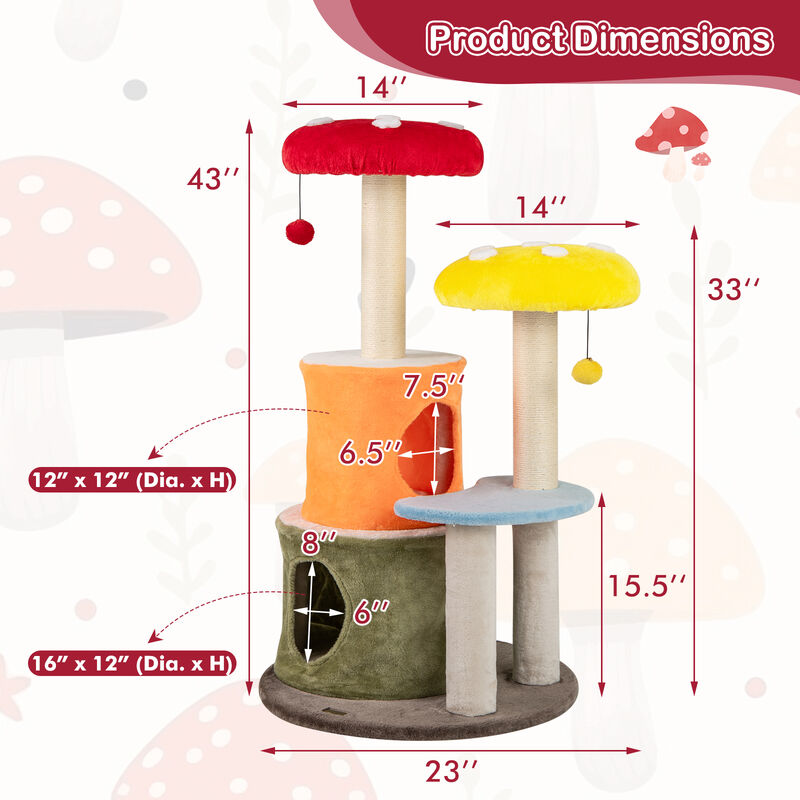 Tall Cat Tree with 2 Cat Condos and Soft Padded Platforms &ndash; Multi-Level Tower for Indoor Cats