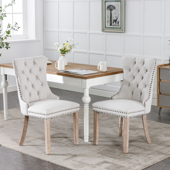 Streamdale Contemporary Flax Upholstered Dining Chair Set