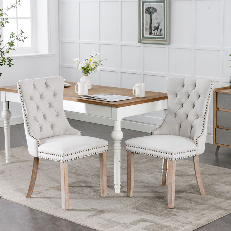 Streamdale Contemporary Flax Upholstered Dining Chair Set image number 1