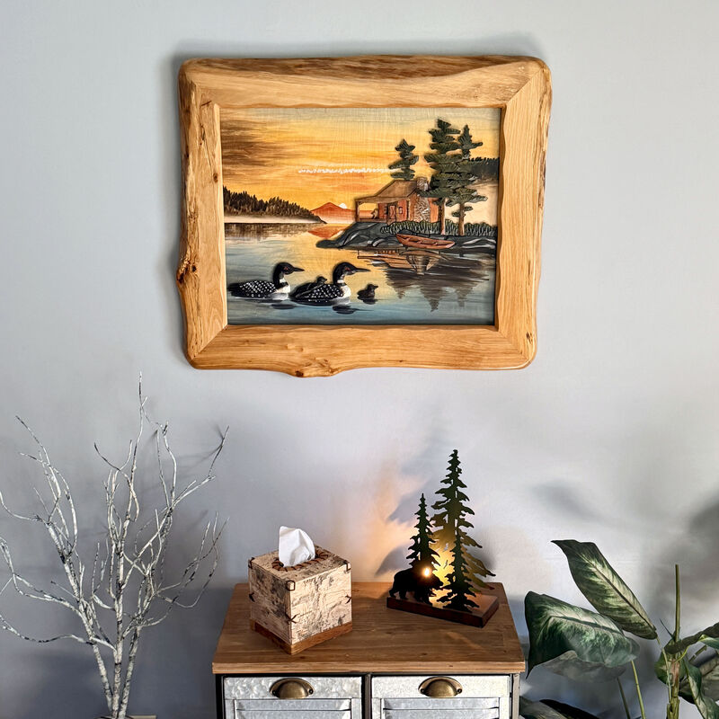 Rustic Loon Family Intarsia Wood Wall Sculpture 25.5x29.5 Cabin D&eacute;cor image number 5
