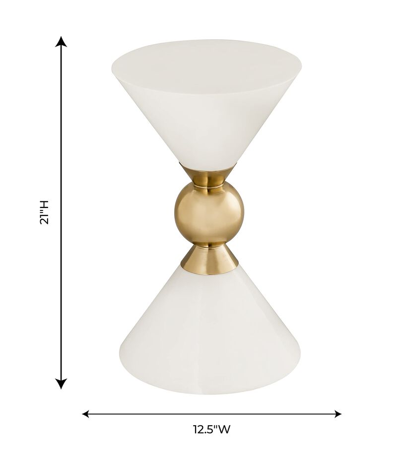 Tov Furniture Balhi Tapered Hourglass Metal Side Table (White) image number 2